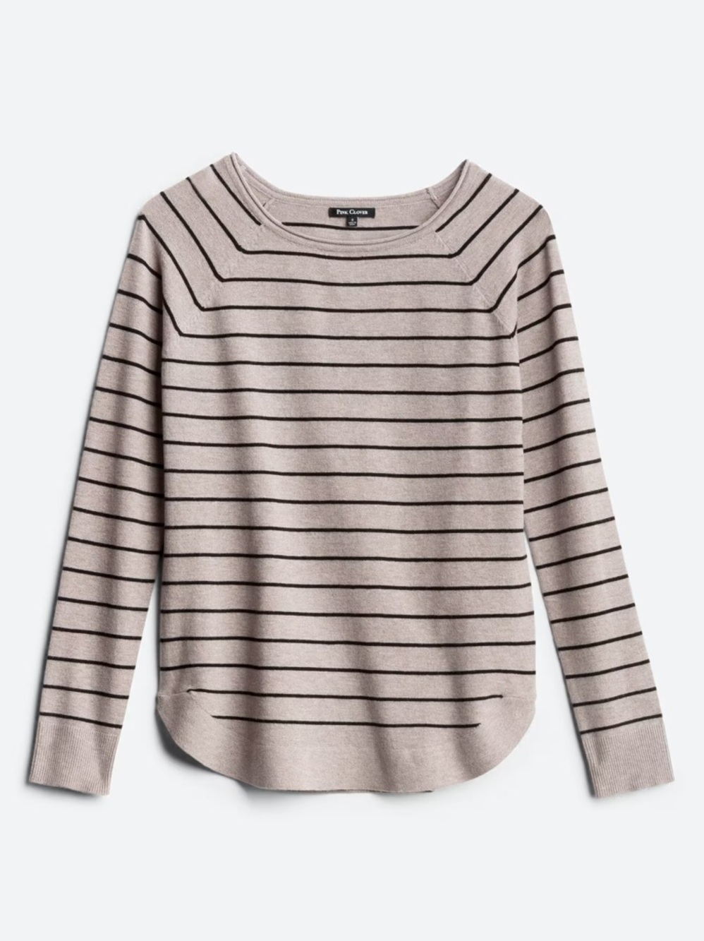 Pink Clover Valencia Curved Hem Striped Sweater Taupe Black Size M
